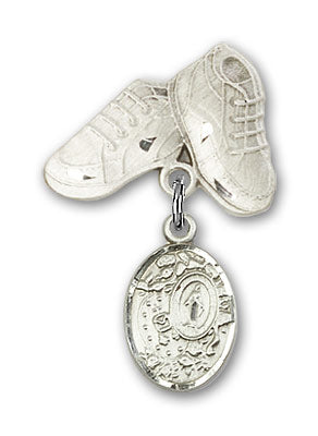 Sterling Silver Baby Badge with Miraculous Charm and Baby Boots Pin