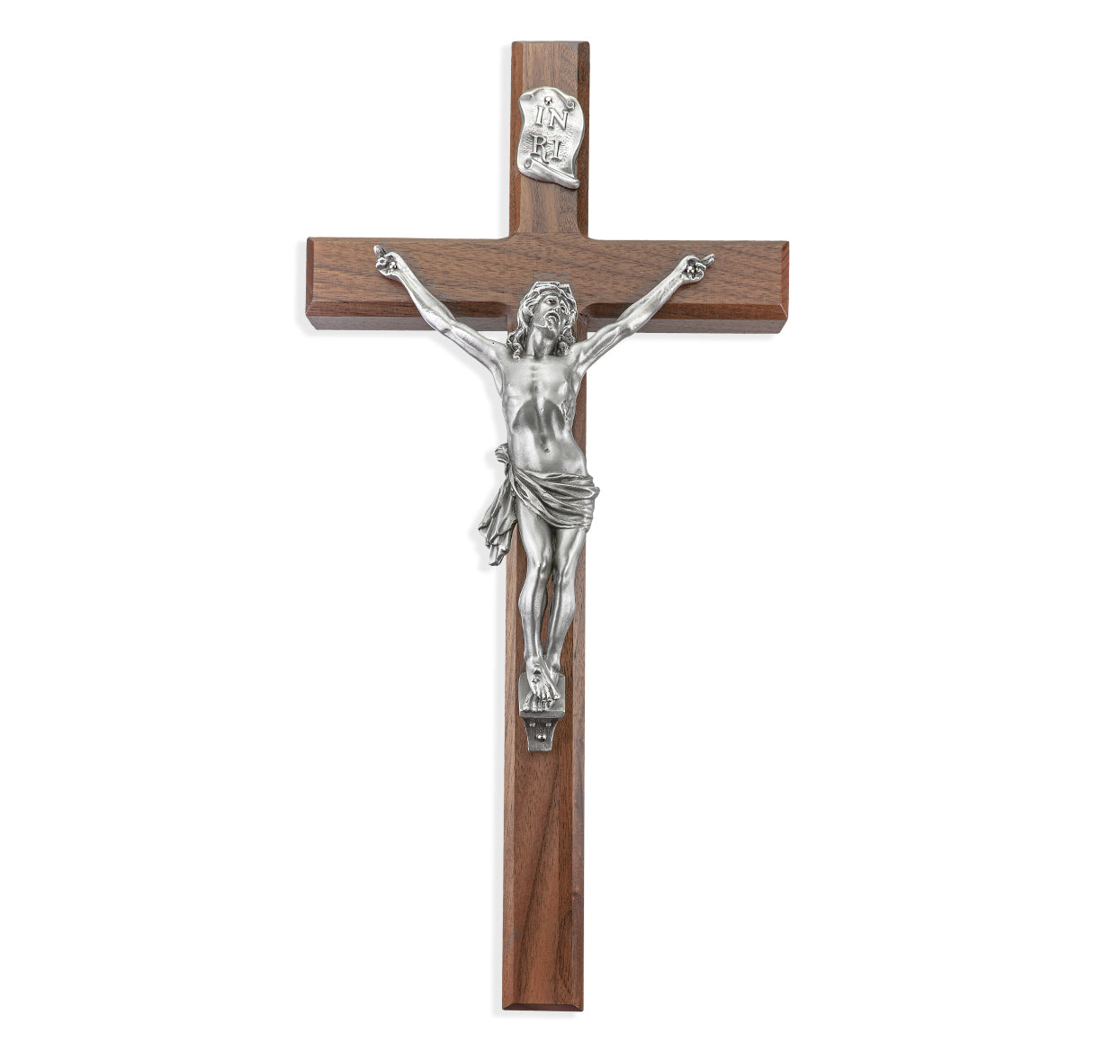 Walnut Wood Wall Crucifix, 15"