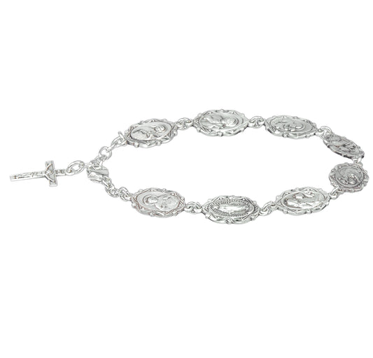 Patron Saint Medals Sterling Silver Bracelet