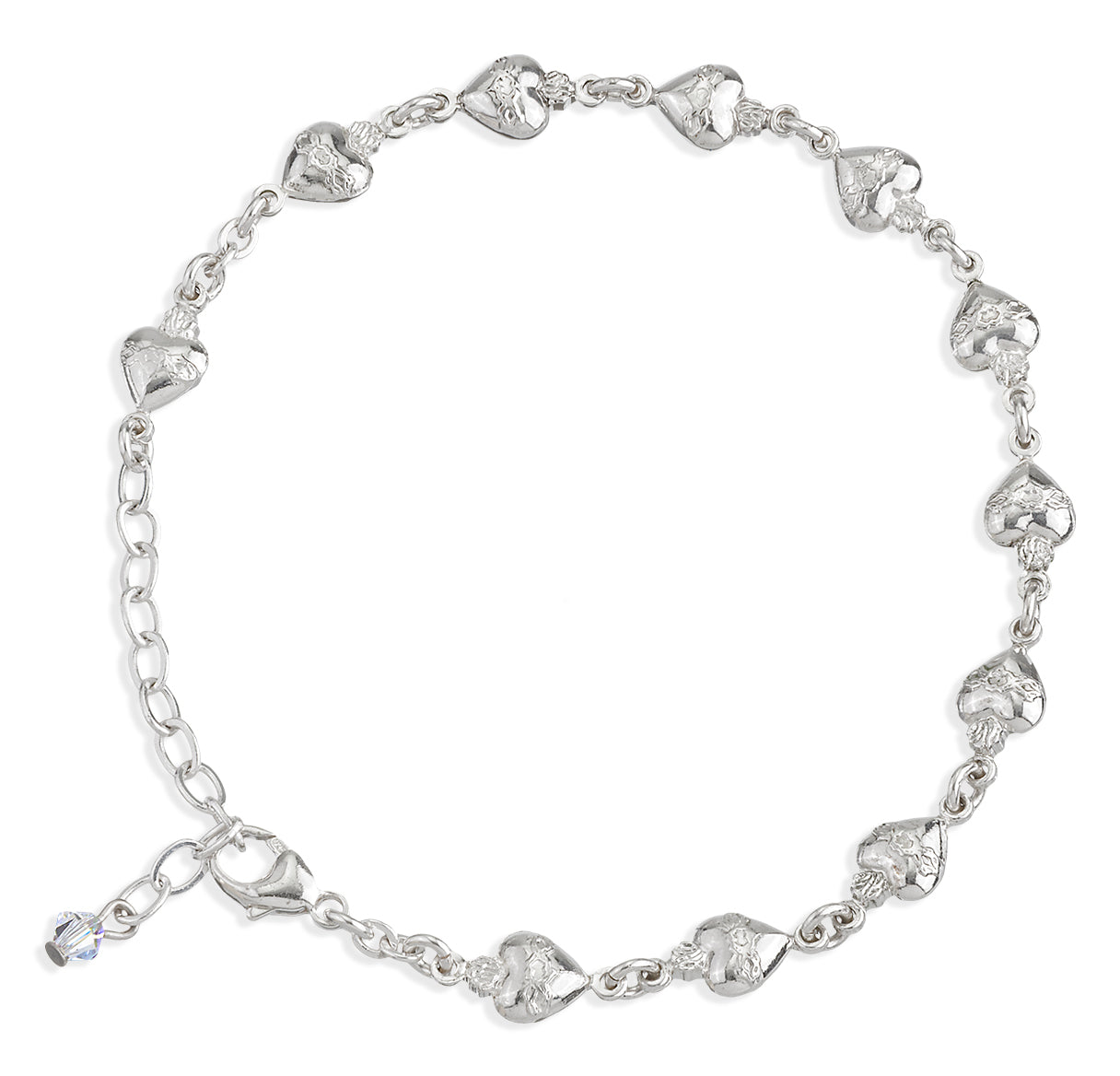 Sacred Heart Solid Sterling Silver Rosary Bracelet