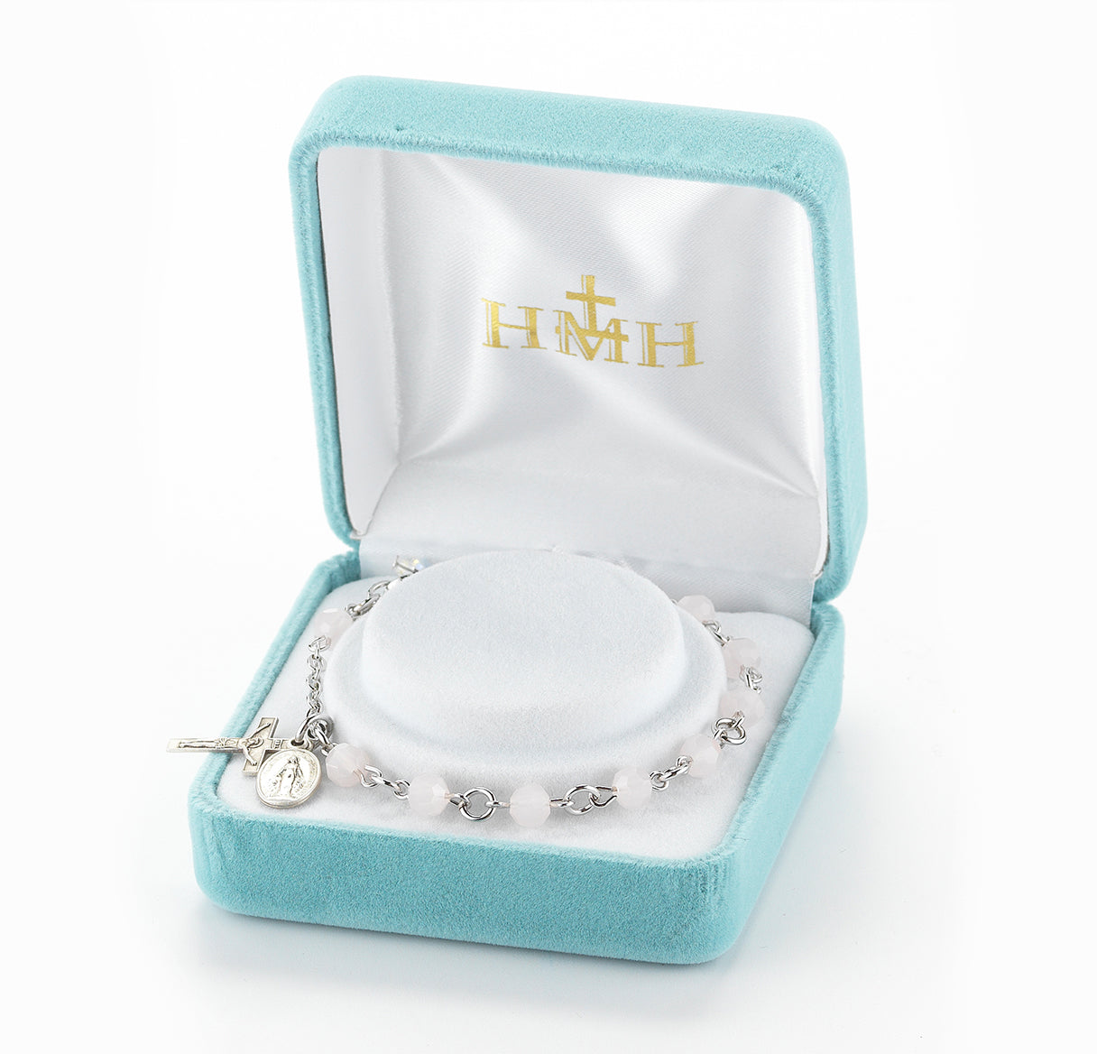 Rose Opal Round Faceted Crystal Rosary Bracelet