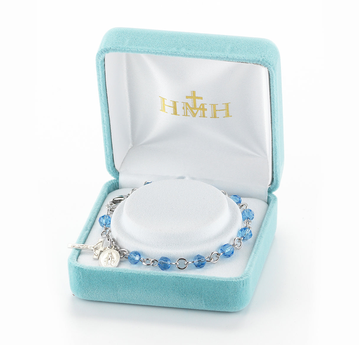 Sapphire Round Faceted Crystal Rosary Bracelet