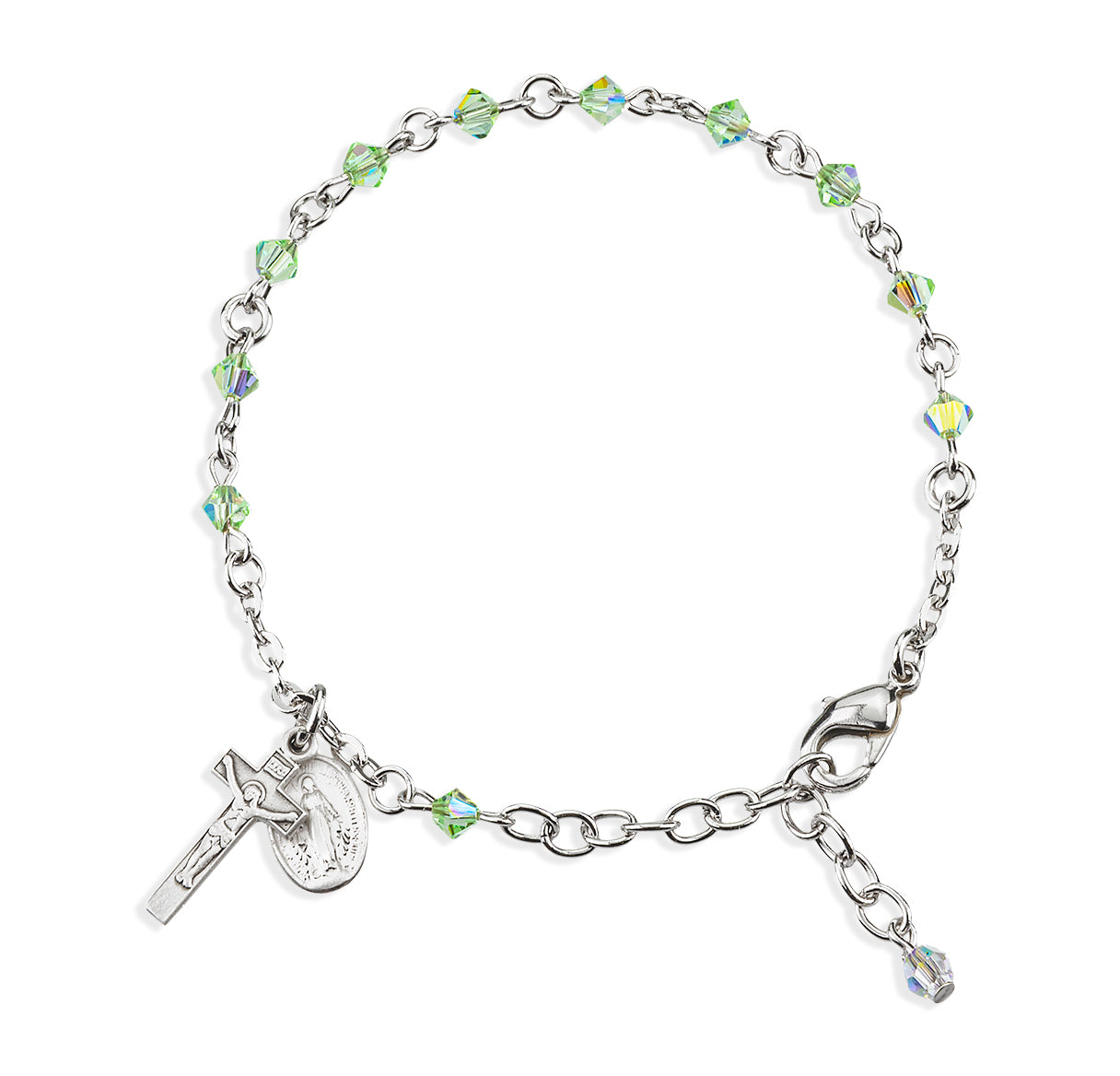 Rosary Bracelet Created with 4mm Chrysolite Finest Austrian Crystal Rondelle Beads by HMH