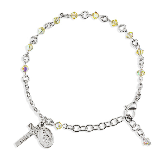 Rosary Bracelet Created with 4mm Jonquil Finest Austrian Crystal Rondelle Beads by HMH