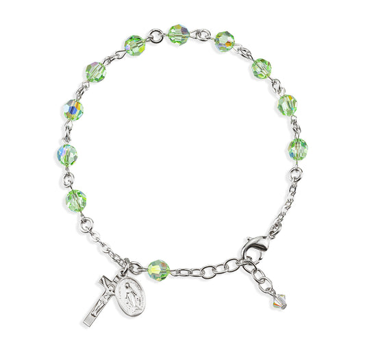 Rosary Bracelet Created with 6mm Chrysolite Finest Austrian Crystal Round Beads by HMH