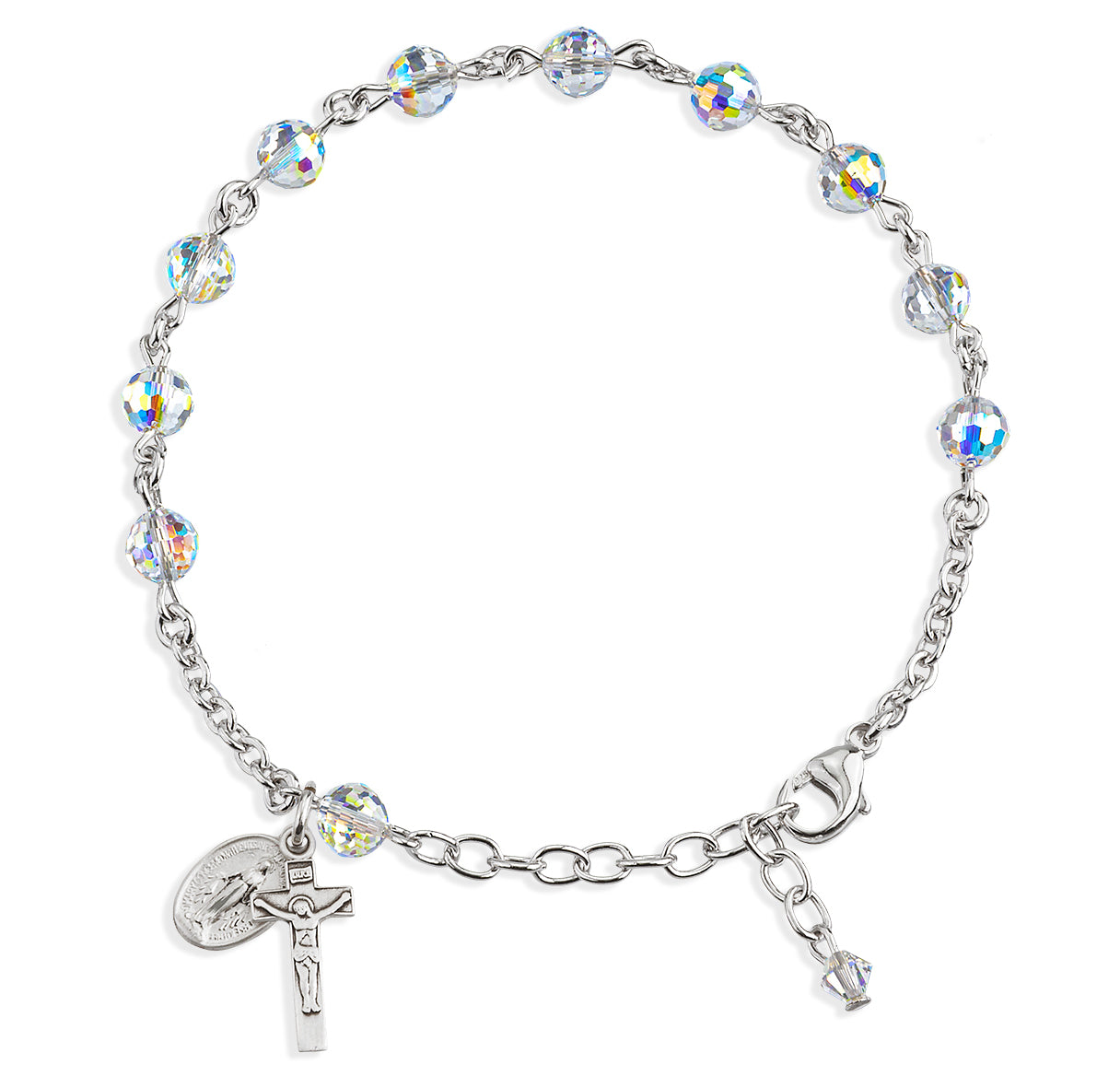 Rosary Bracelet Created with 6mm Aurora Borealis Swarovski Crystal Multi-Faceted Beads by HMH