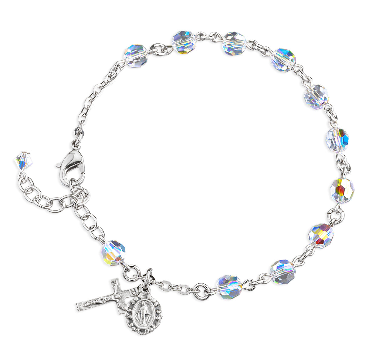 Round Crystal Rosary Bracelet Created with 6mm Swarovski Crystal Aurora Borealis Beads by HMH