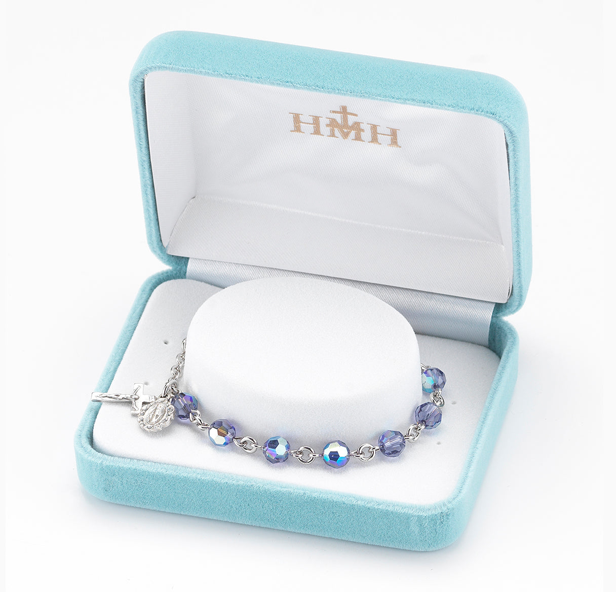 Round Crystal Rosary Bracelet Created with 6mm finest Austrian Crystal Tanzanite Beads by HMH