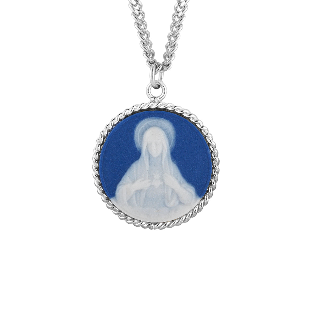 Blue Immaculate Heart of Mary Cameo Medal – The Catholic Shop