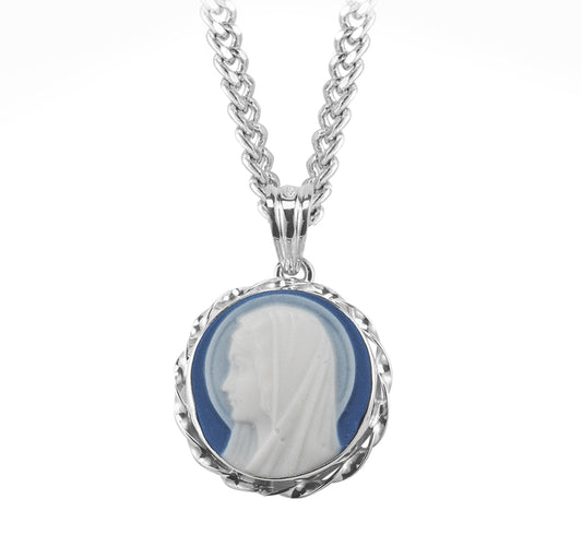 Blue Madonna Profile Cameo Medal