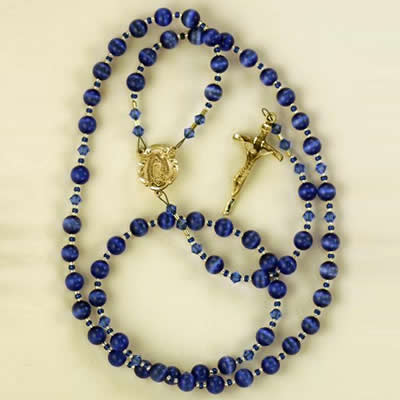 Dark Blue Fiber Optic Rosary