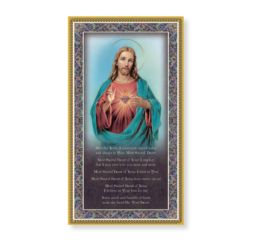 Sacred Heart of Jesus Gold Foil Wood Plaque