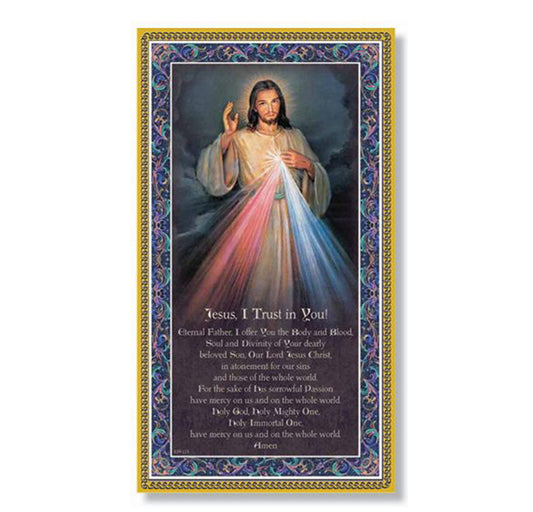 Divine Mercy Gold Foil Wood Plaque