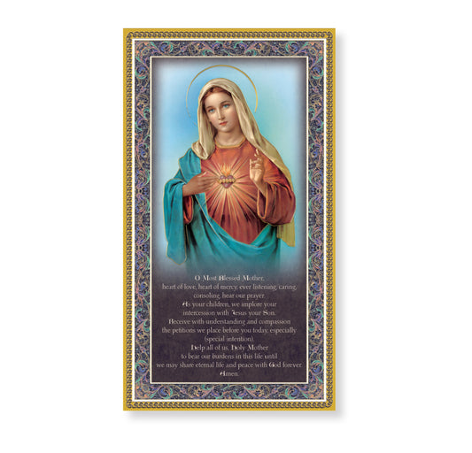 Immaculate Heart of Mary Gold Foil Wood Plaque