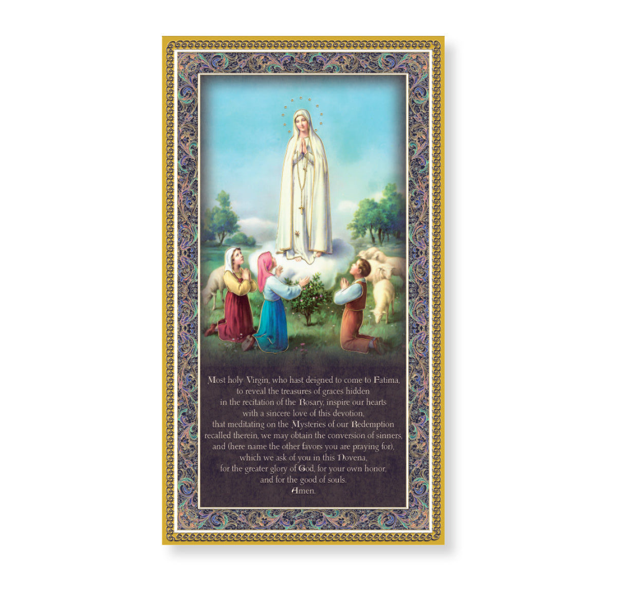 Our Lady of Fatima Gold Foil Wood Plaque