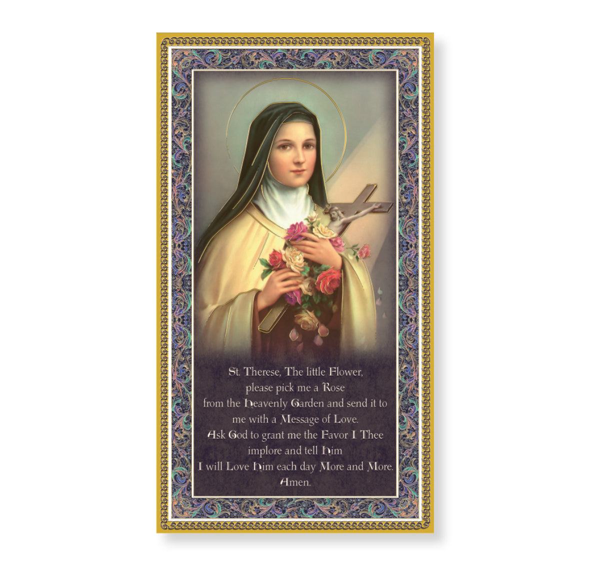 St. Therese the Little Flower Gold Foil Wood Plaque