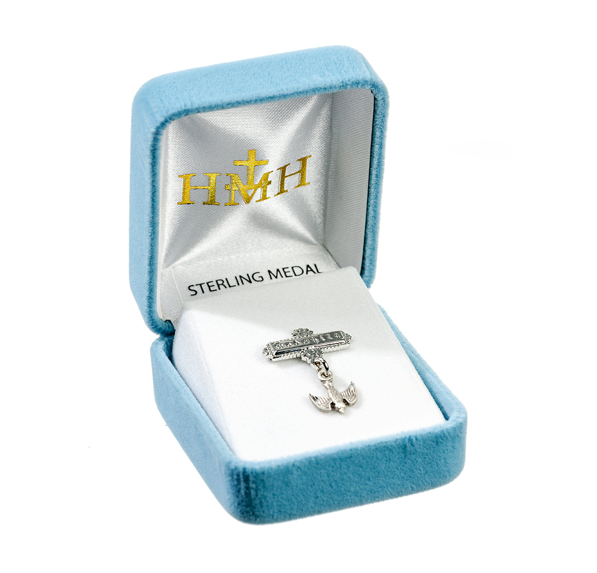 Sterling Silver Small Holy Spirit Medal on a Godchild Pin