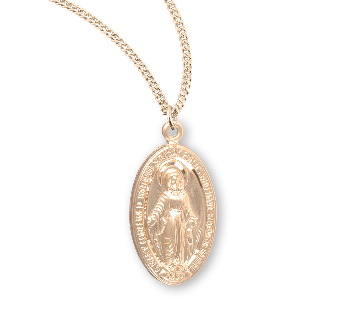 Gold Over Sterling Silver Oval Miraculous Medal