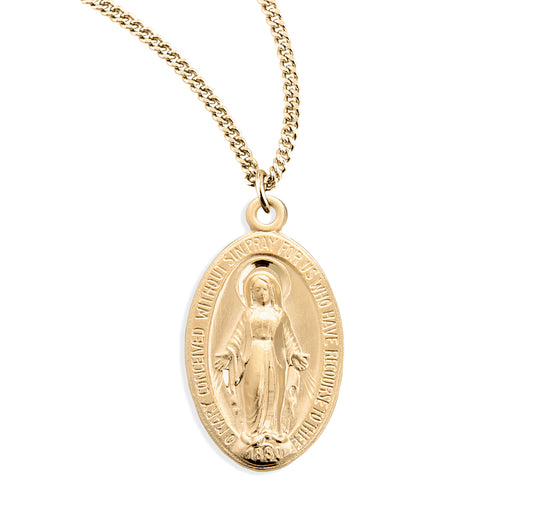 Gold Over Sterling Silver Oval Miraculous Medal