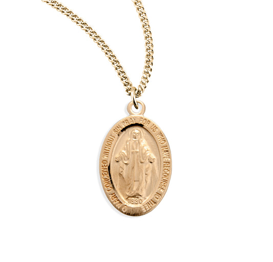 Gold Over Sterling Silver Oval Miraculous Medal