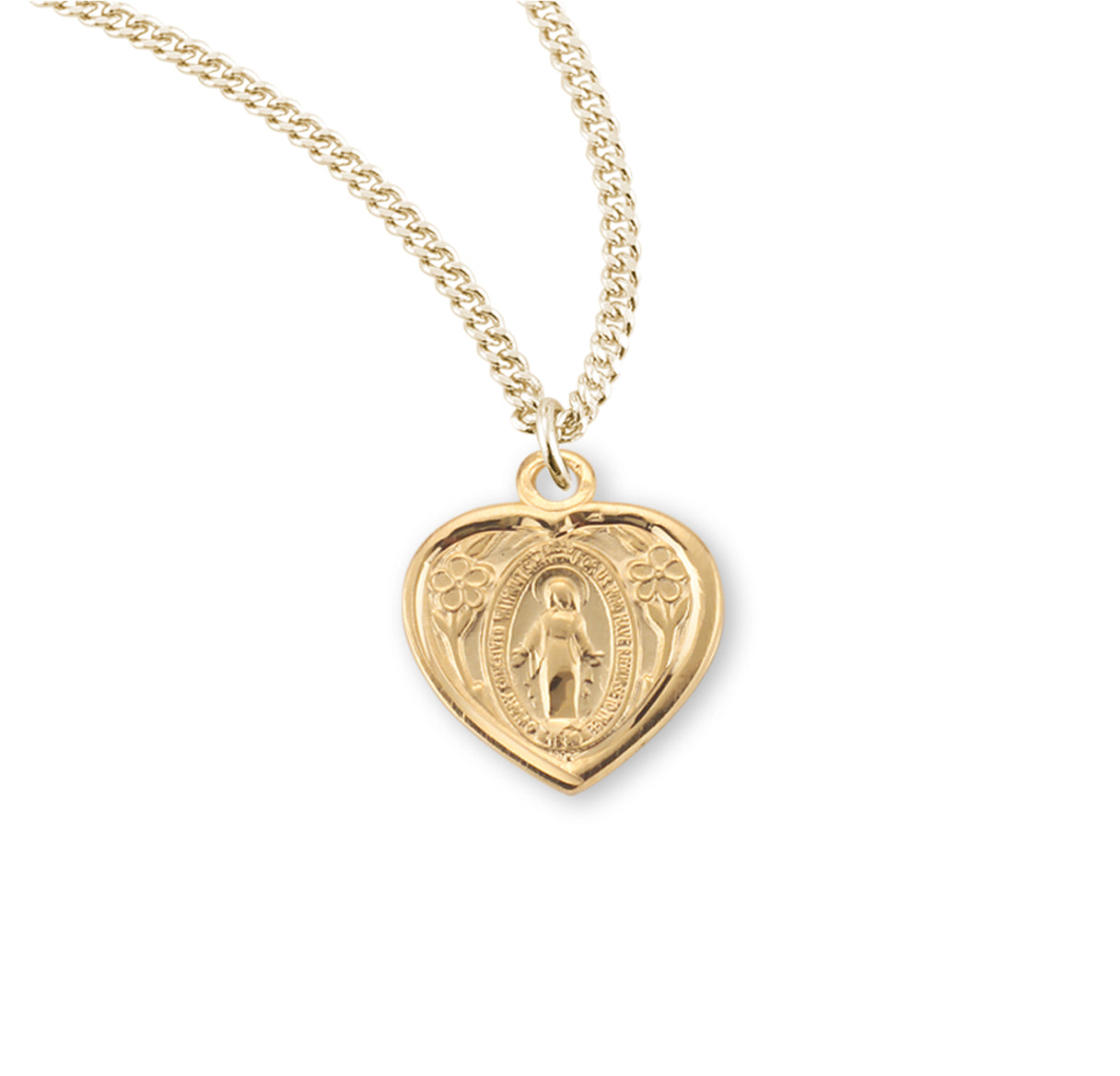 Gold Over Sterling Silver Heart Shape Miraculous Medal