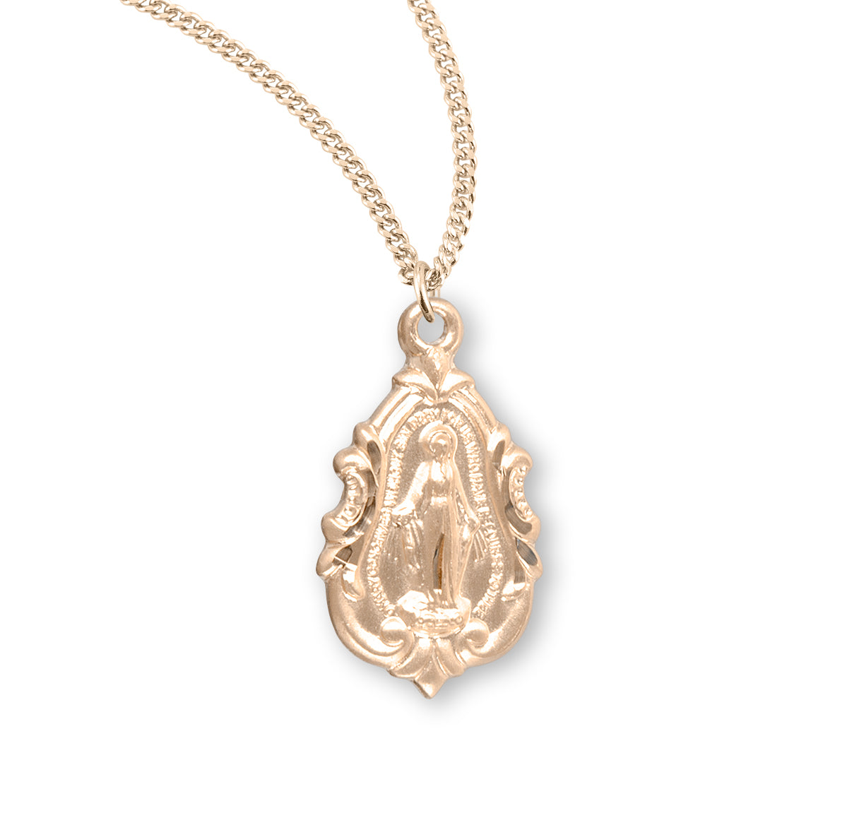 Gold Over Sterling Silver Fancy Baroque Miraculous Medal