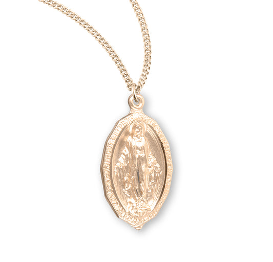 Gold Over Sterling Silver Oval Miraculous Medal