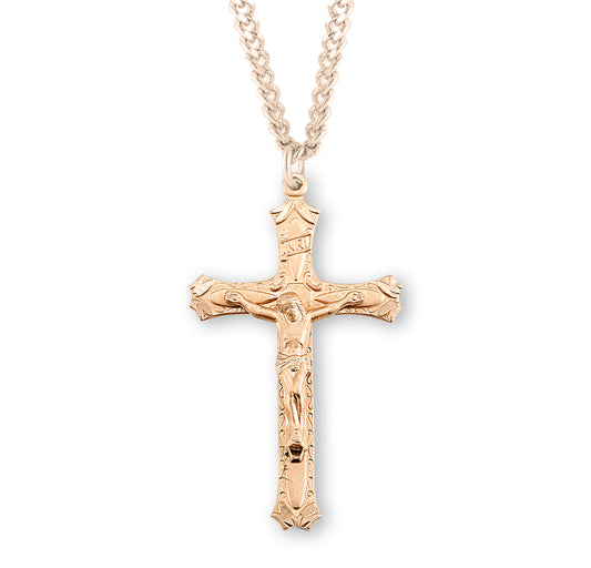 Gold Over Sterling Silver High Relief Crucifix