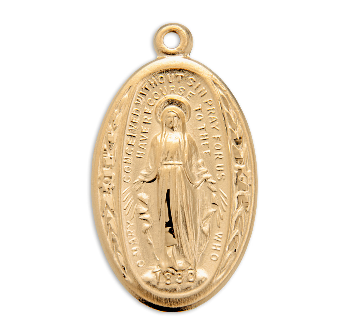 Gold Over Sterling Silver Oval Miraculous Medal