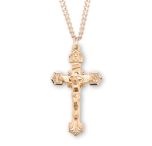 Gold Over Sterling Silver IHS Crucifix