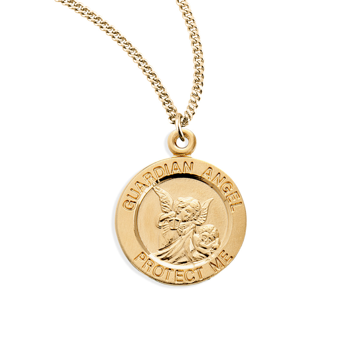 Guardian Angel Round Gold Over Sterling Silver Medal – The Catholic Shop