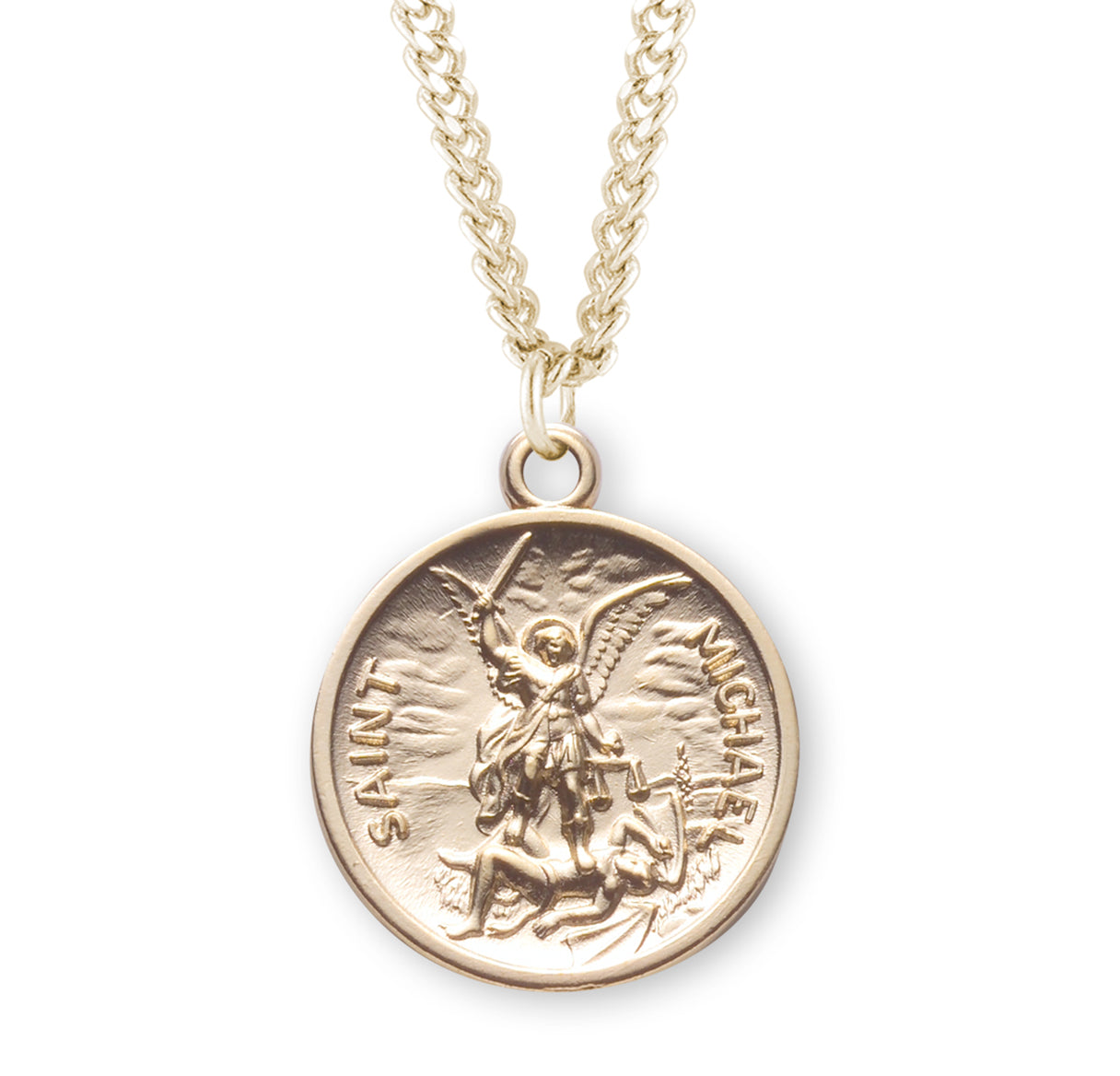 Saint Michael Round Gold Over Sterling Silver Medal