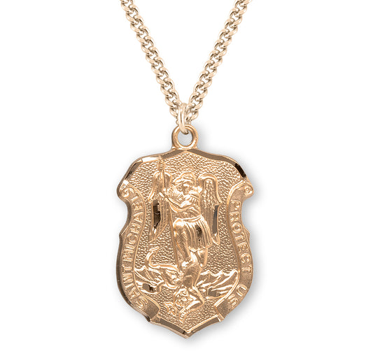 Saint Michael Gold Over Sterling Silver Badge Medal