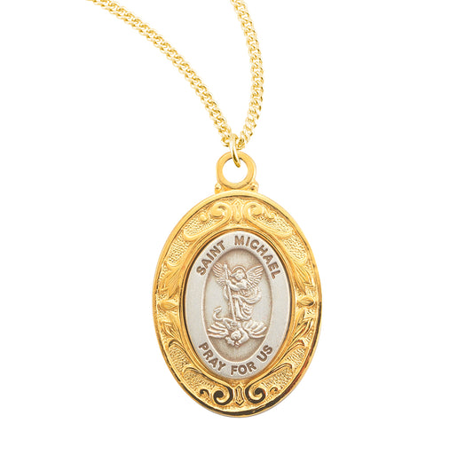 Saint Michael Oval Sterling Silver Medal