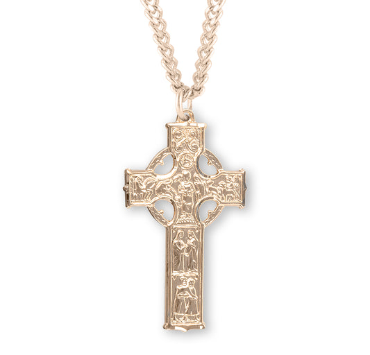 Gold Over Sterling Silver Irish Celtic Cross