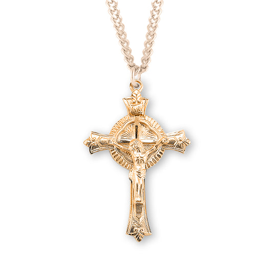 Gold Over Sterling Silver Fine Detailed Crucifix