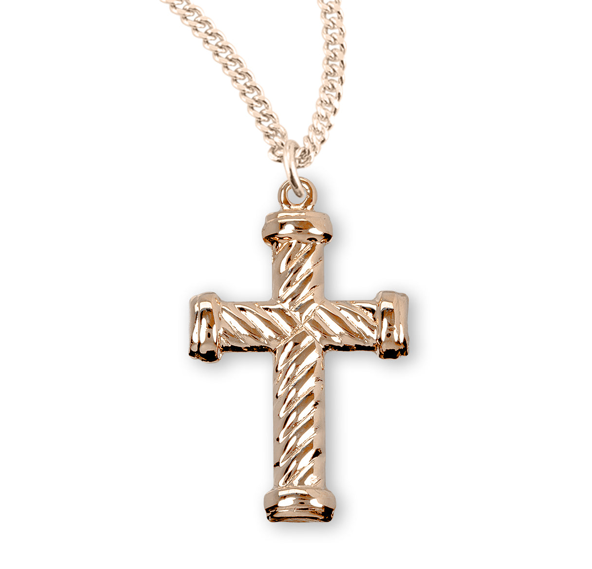 Gold Over Sterling Silver Twist Design Cross