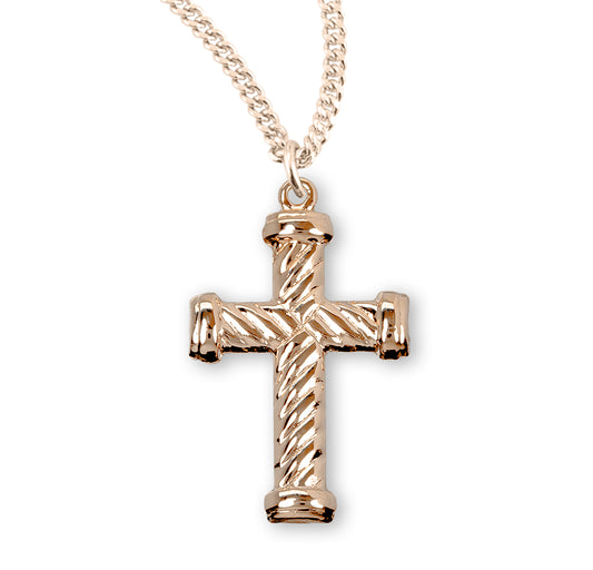 Gold Over Sterling Silver Twist Design Cross