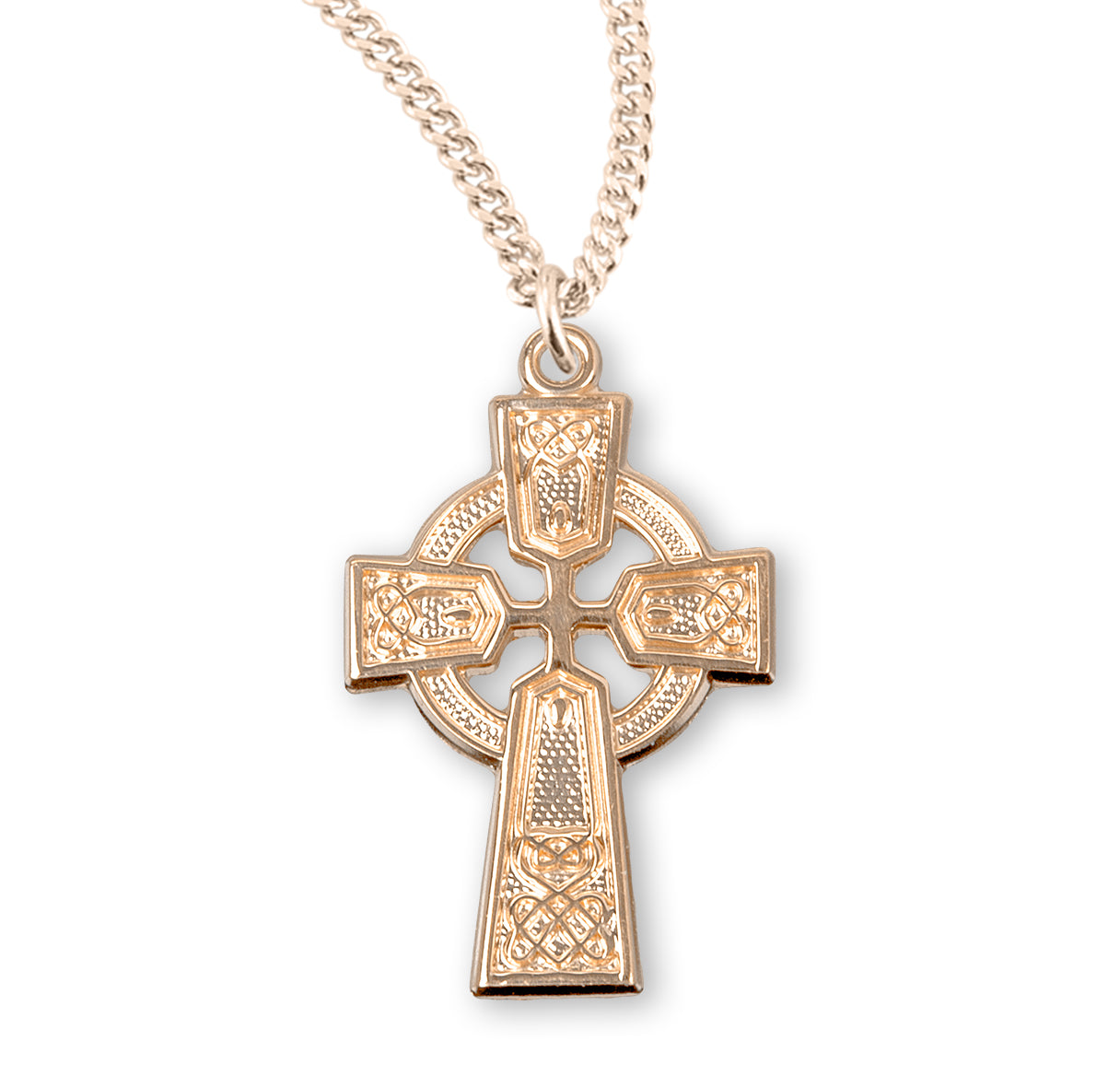 Gold Over Sterling Silver Irish Celtic Cross Pendant