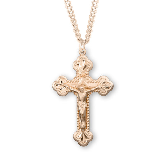 Gold Over Sterling Silver Budded Crucifix