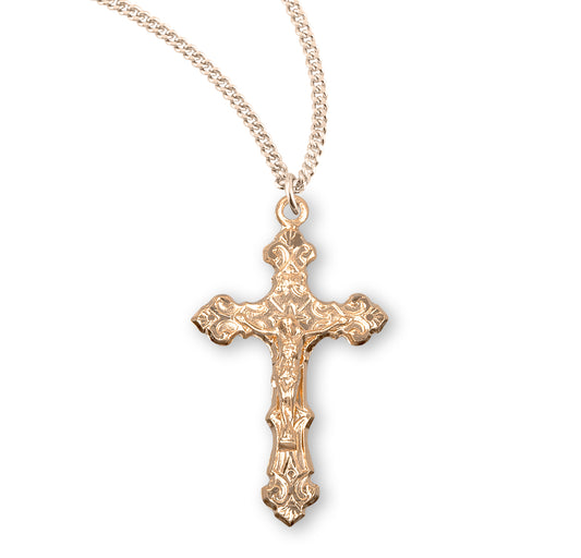 Gold Over Sterling Silver Fancy Filigree Crucifix