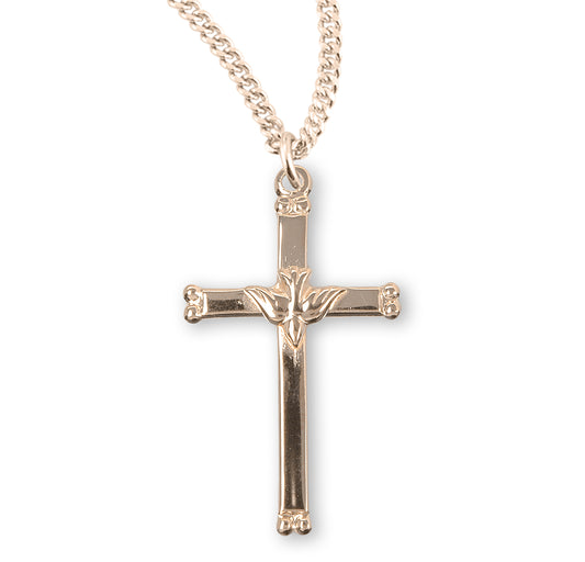 Cross with Holy Spirit Gold Over Sterling Silver