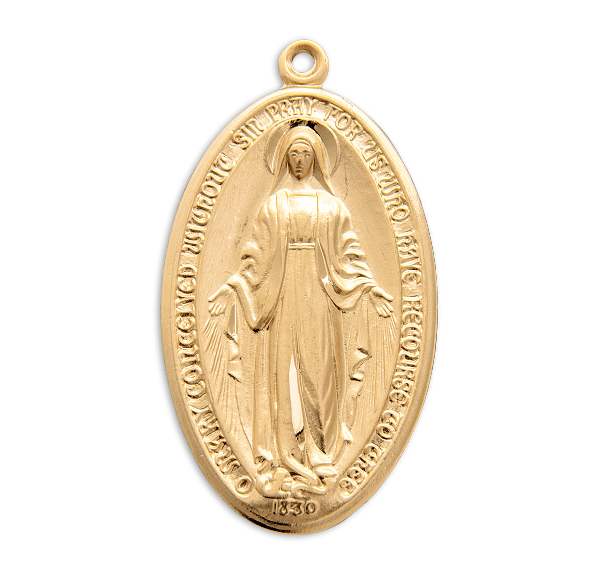 Gold Over Sterling Silver Oval Miraculous Medal