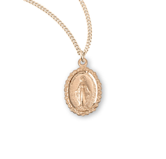 Gold Over Sterling Silver Oval Miraculous Medal