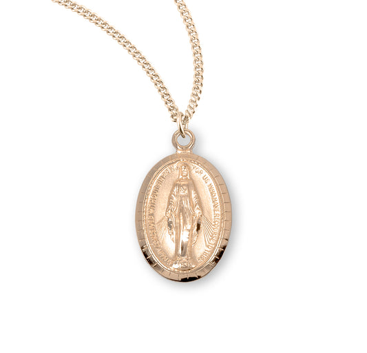 Gold Over Sterling Silver Oval Miraculous Medal