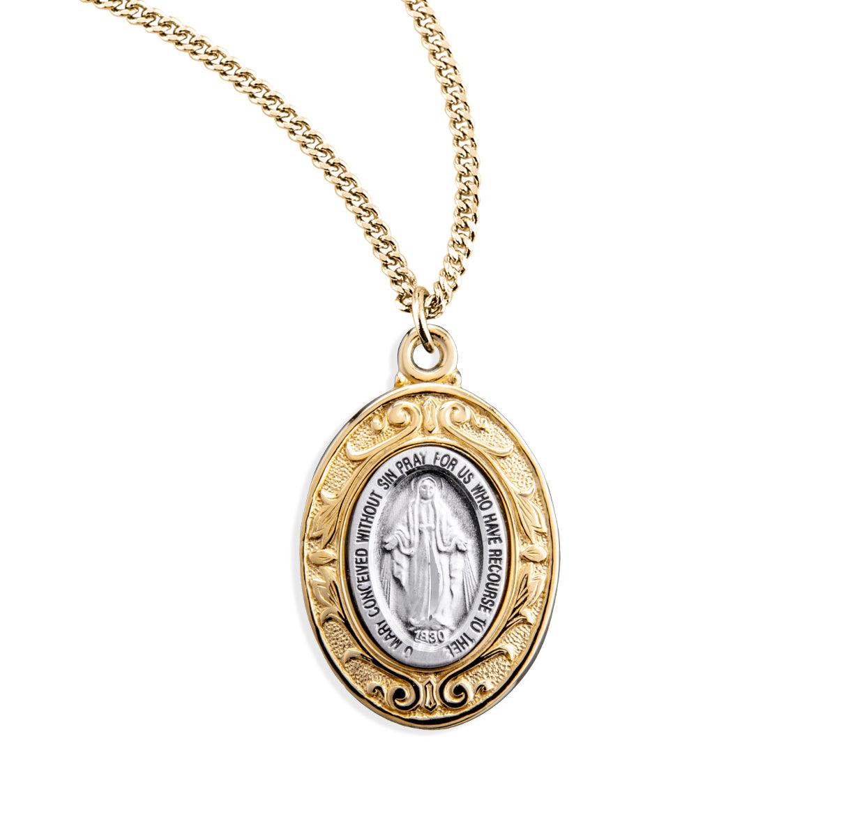 Sterling Silver Oval Miraculous Medal