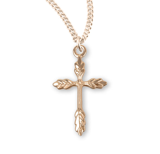 Gold Over Sterling Silver Wheat Cross