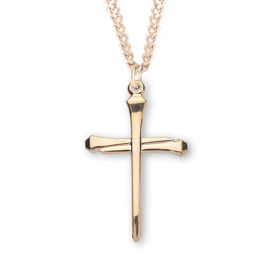 Nail Cross Gold Over Sterling Silver