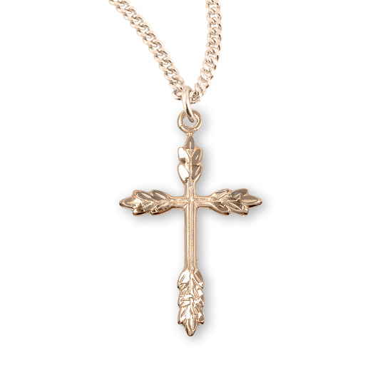 Gold Over Sterling Silver Wheat Cross