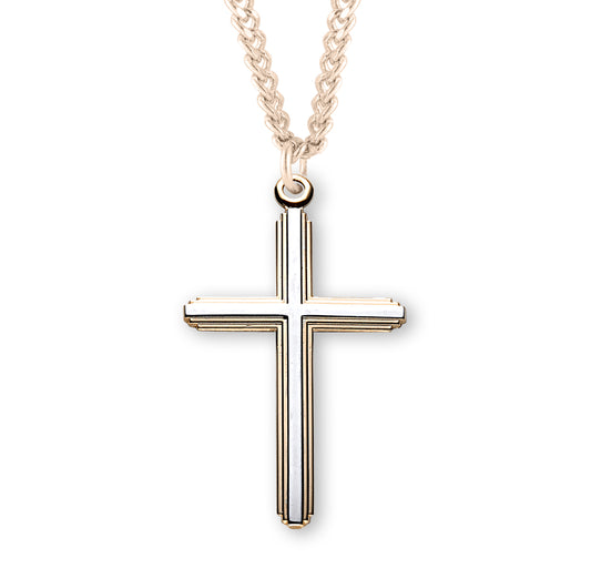 Two-Tone Gold Over Sterling Silver Inlay Cross